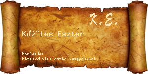 Köles Eszter névjegykártya